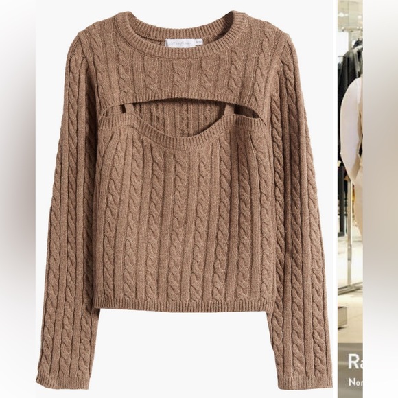 All in Favor Cable Crewneck Cutout Sweater - Picture 3 of 3